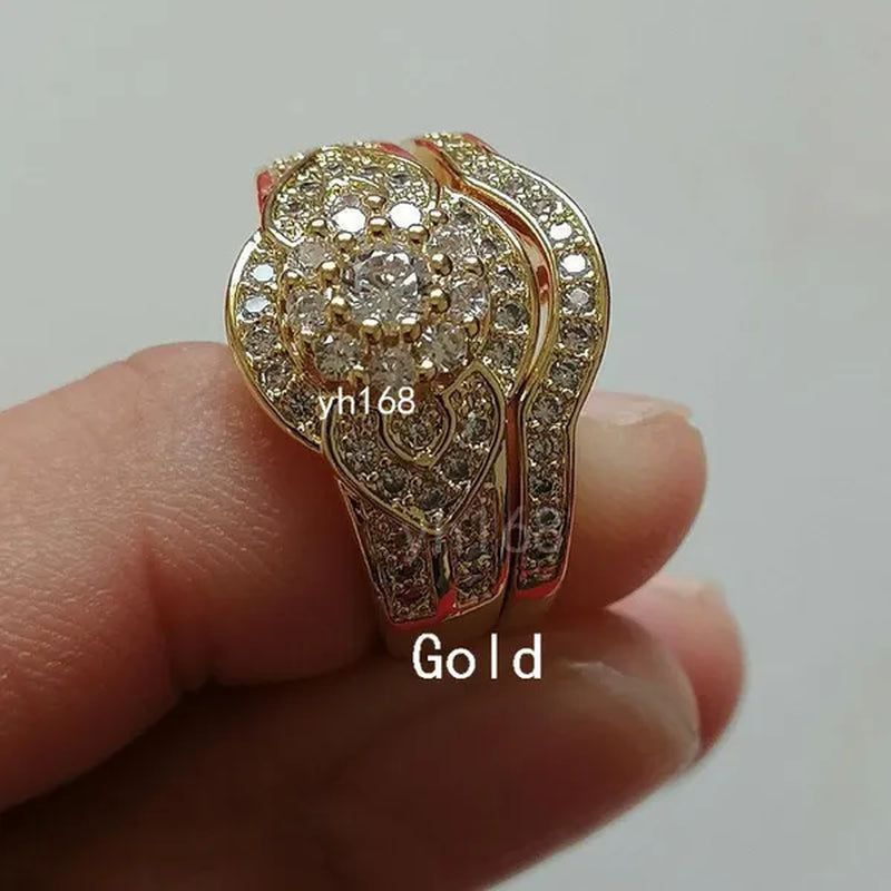 Women's Fashion White Topaz Bridal Wedding Rings 18K Yellow Gold Filled&925 Silver Filled&14K Rose Gold Filled Female Engagement Jewelry