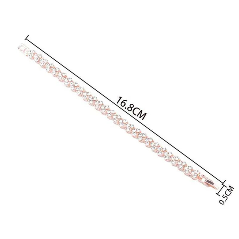 1PC/2PCS Luxury Roman Crystal gold bracelets for women Fashion Heart Chain Bracelets Rhinestone Bangle Wedding Bridal Jewelry Accessories Gifts