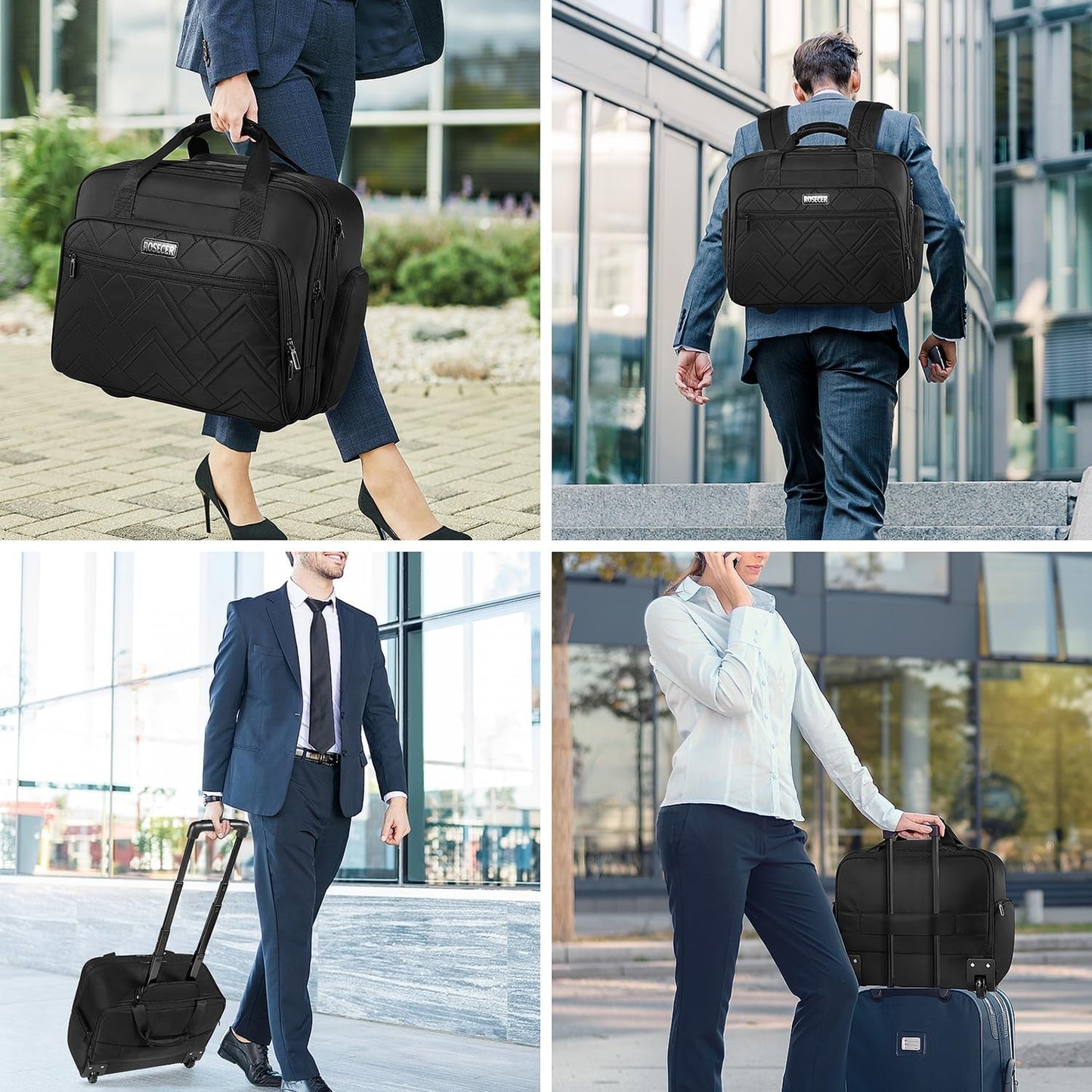 Rolling Laptop Bag, 17.3 Inch Premium Laptop Briefcases with Wheels for Men & Women, Waterproof Rolling Computer Bag Work Bag Laptop Case for Travel Work Office Business
