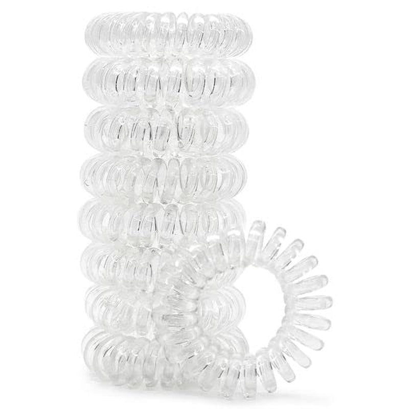Spiral Hair Ties for Women - Creaseless and Dent-Free Coil Hair Ties | No Damage, Phone Cord Coils | Made of Flexible and Durable Plastic | 8Pcs (Clear/Transparent)