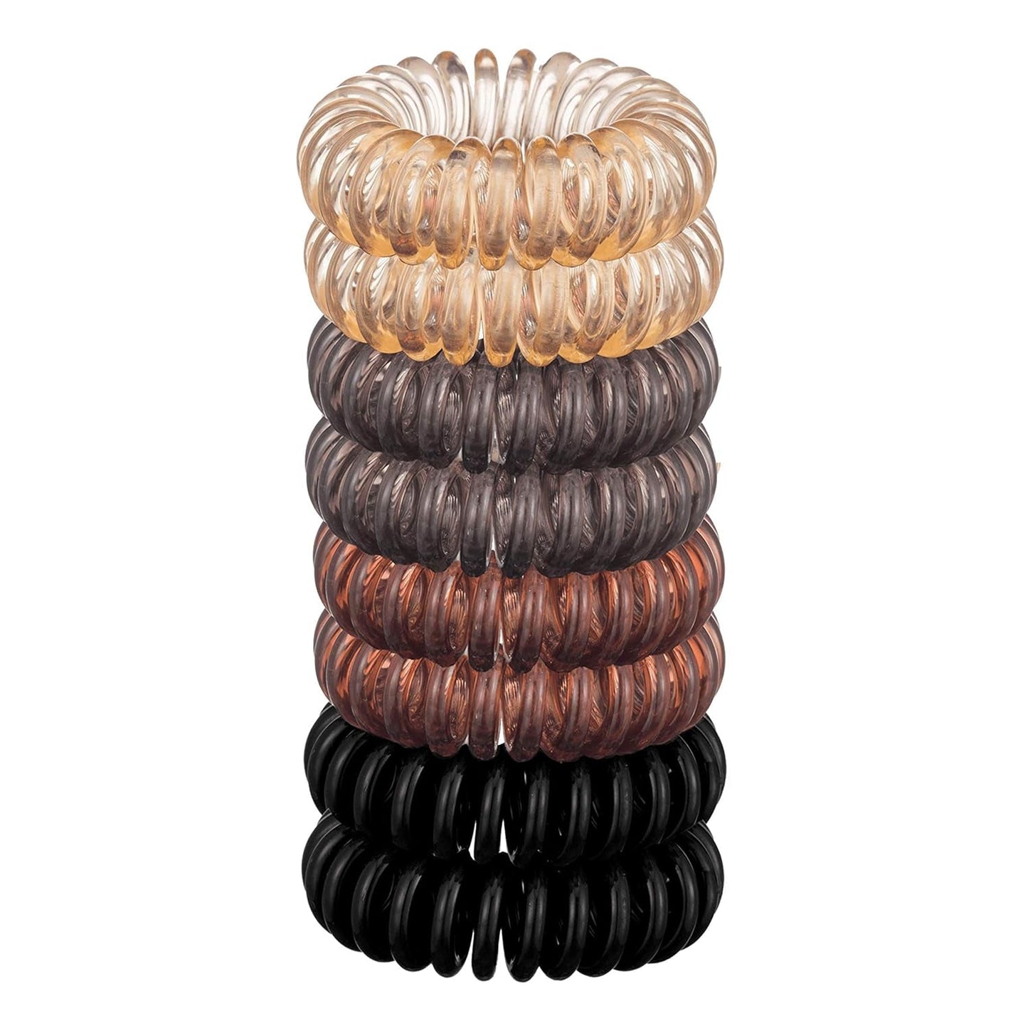 Spiral Hair Ties for Women, Coil Hair Ties for Thick Hair, No Crease Hair Tie, Spiral Hair Ties No Damage, Hair Coils & Phone Cord Hair Ties for Thin Hair, Hair Ties Spiral, 8Pcs (Brunette)