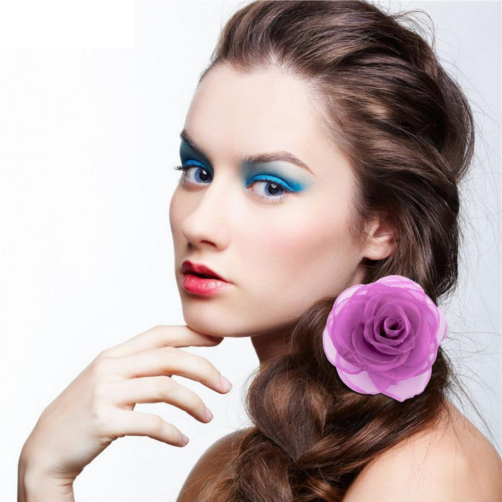 Women'S Lovely Flower Hair Clip, Rose Brooch Pin, Floral Hair Clips for Women, Hat Pins, Light Purple, Hair Accessory