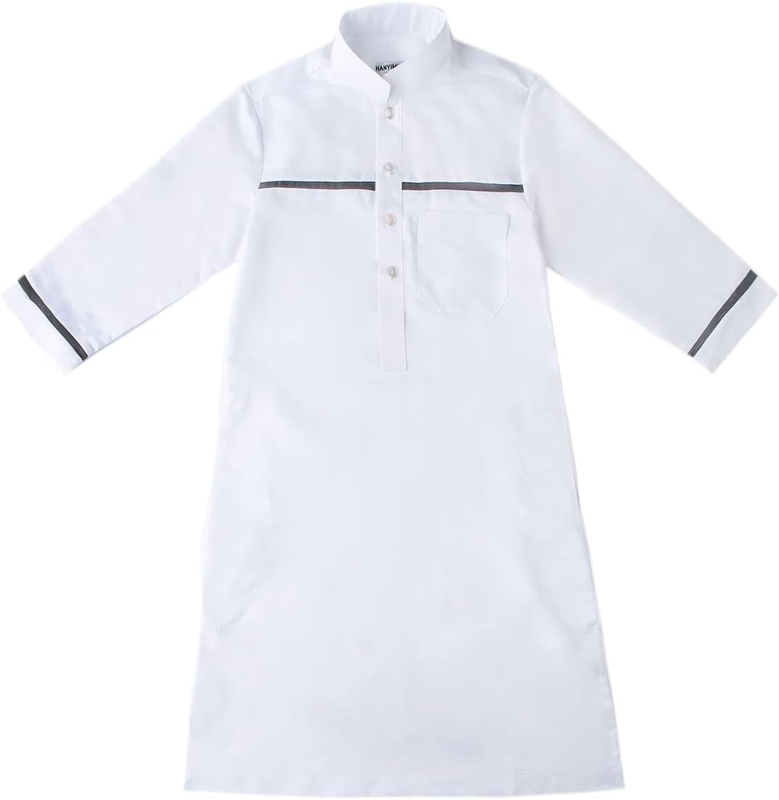 Kids Boys Muslim Thobe Long Sleeve Islamic Arabic Kaftan Robe Middle East Dubai Prayer Outfit with Pocket