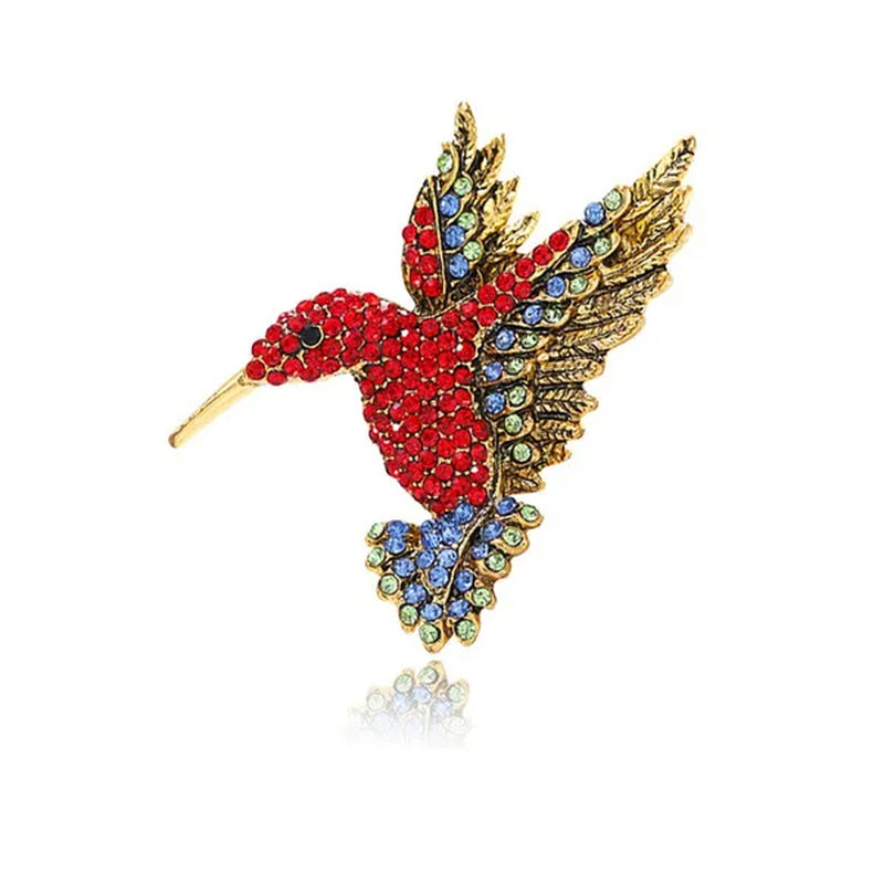 Cute colorful diamond hummingbird brooch silk scarf buckle accessories animal bird brooches party gift
