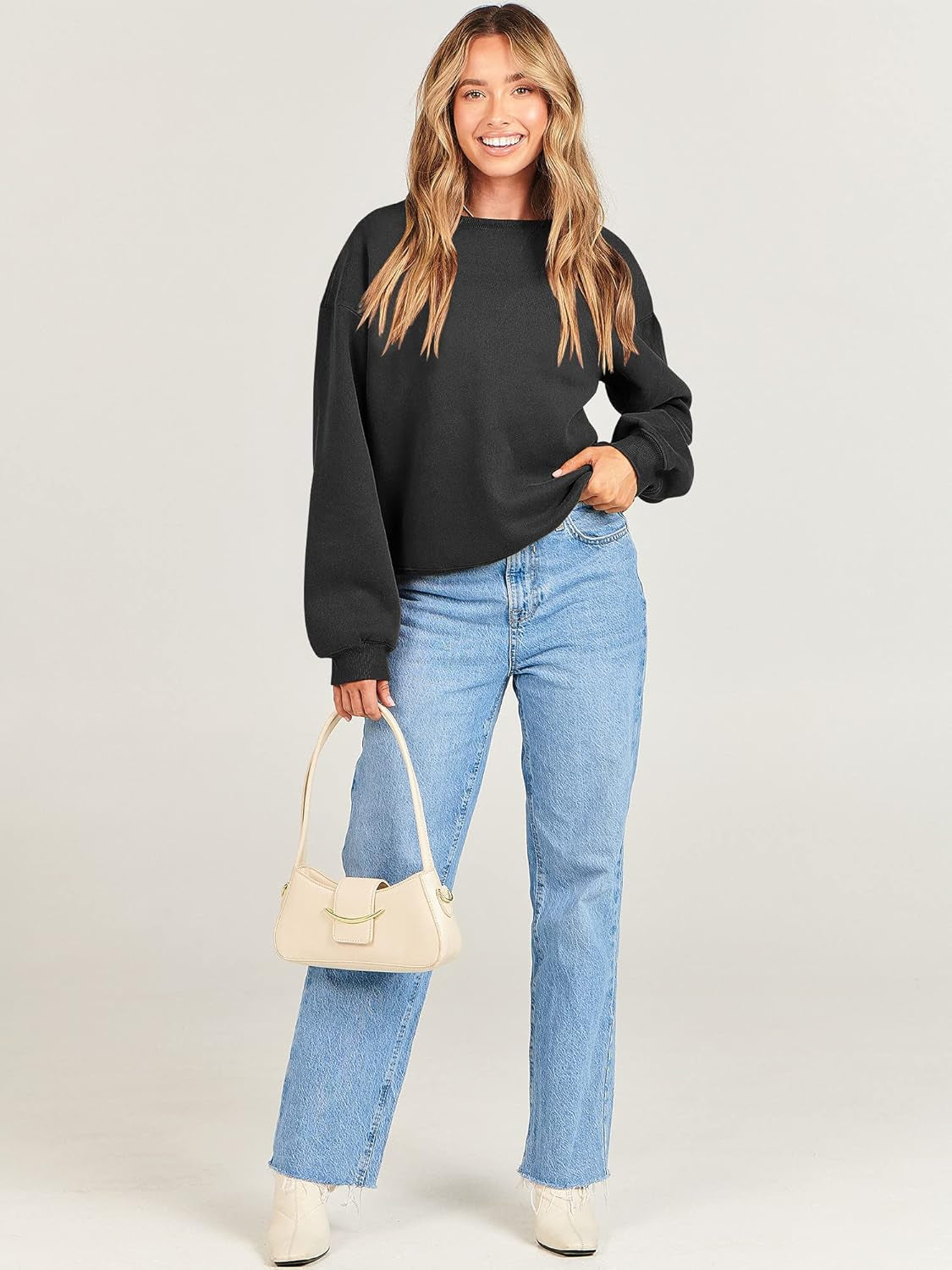 Women'S Sweatshirts Hoodies Crewneck Oversized Fleece Pullover Sweaters Cute Top Y2K Teen Girls Preppy Clothes 2024