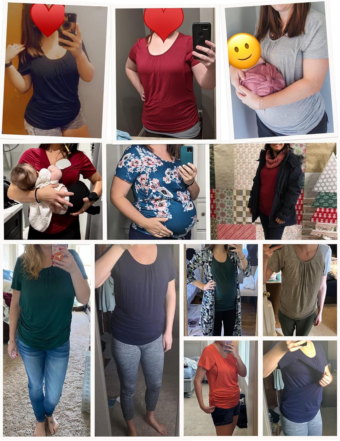 Women'S Nursing Tops for Breastfeeding 3 Pack Maternity Shirts Double Layer Pregnancy Clothes Postpartum Tee Shirt