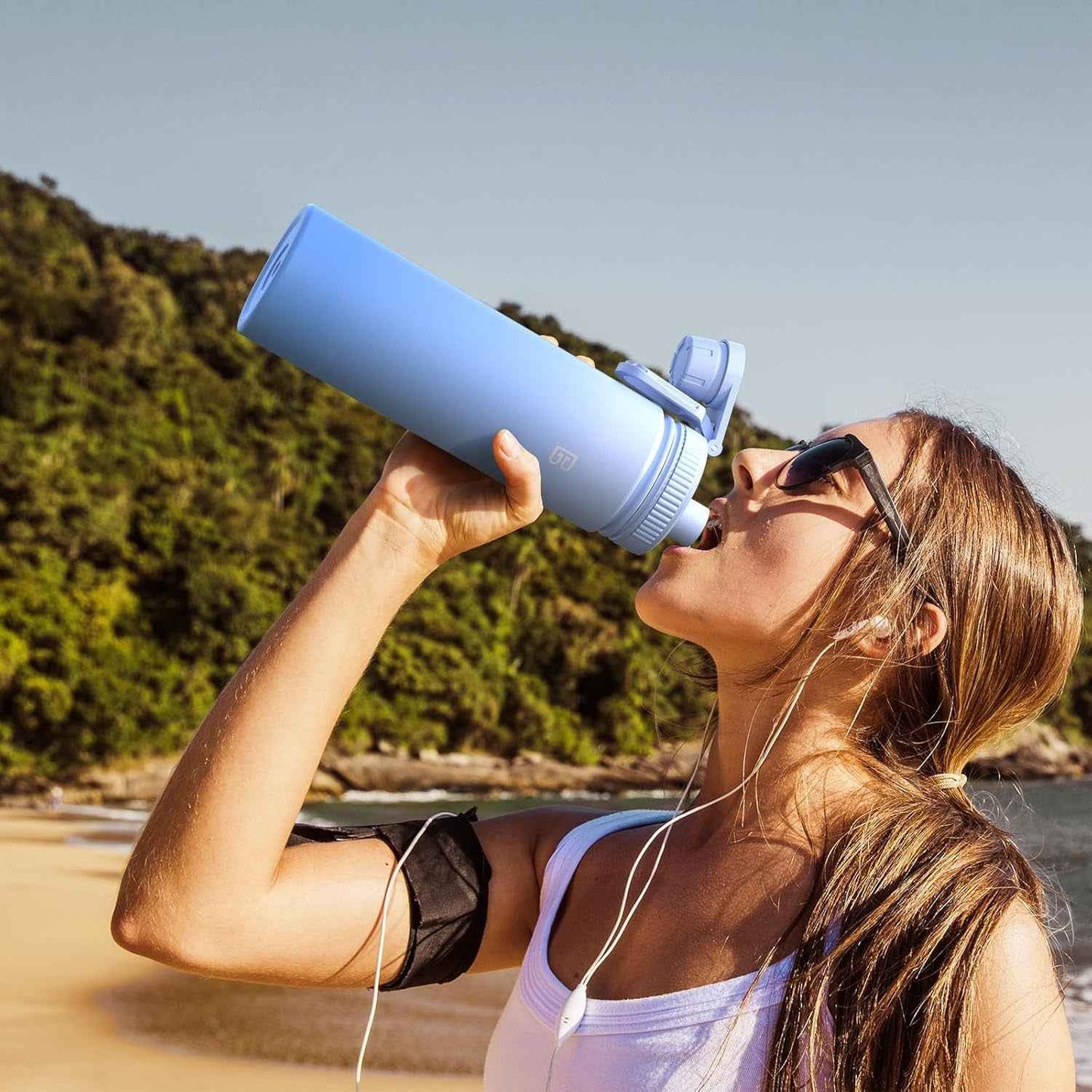 Insulated Water Bottle with Spout Lid, Reusable Stainless Steel Water Bottles with Handle, Leak Proof Sports Water Flask for Gym, Travel, Bike, Camping 22Oz