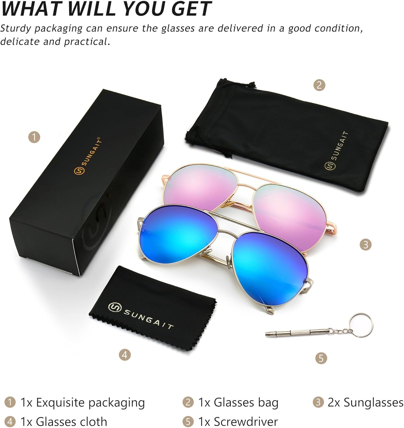 Women'S Lightweight Oversized Aviator Sunglasses - Mirrored Polarized Lens