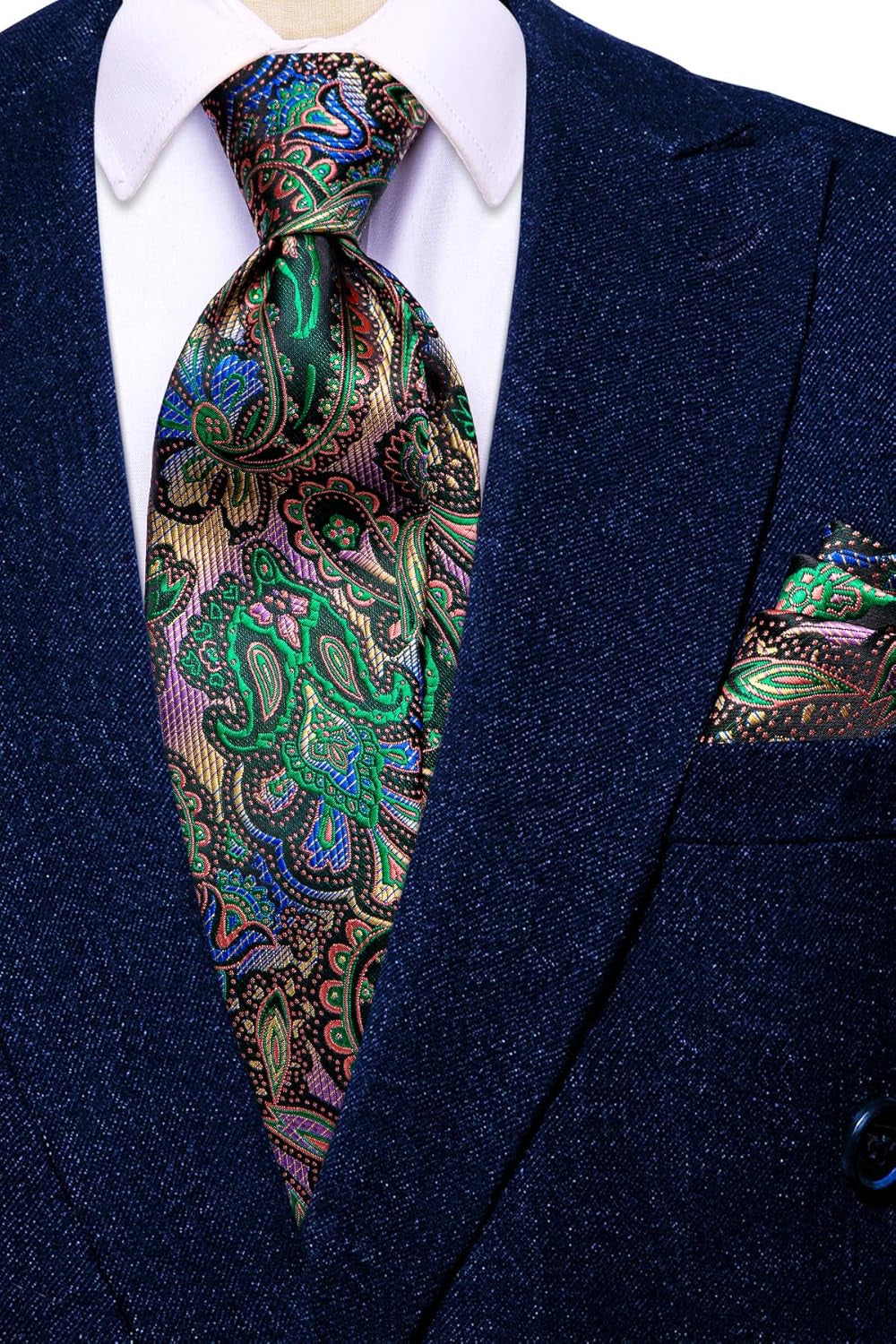 Silk Paisley Ties for Men Necktie Pocket Square Cufflinks Set Foral Tie Sets Formal Business