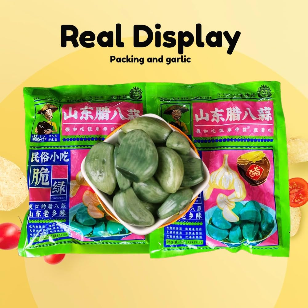 New Package Laba Garlic,Green Garlic Pickled,Jade Garlic,Tasty and Refreshing Green Garlic Cloves Chinese Pickled,Pickles Garlic Perfect for Rice,Chinese Food Pickled Garlic Pack (500, Grams)