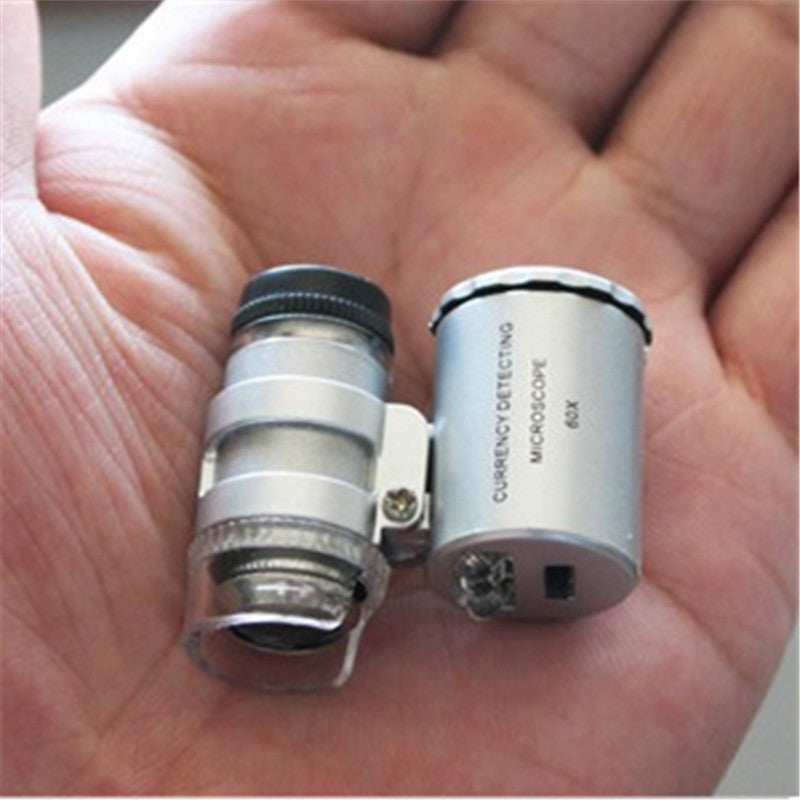 60x Eye Jeweler Loupe with LED UV Light Pocket Magnifying Glass Jeweler Magnifier Adjustable Focus Mini Microscope for Gem Coins