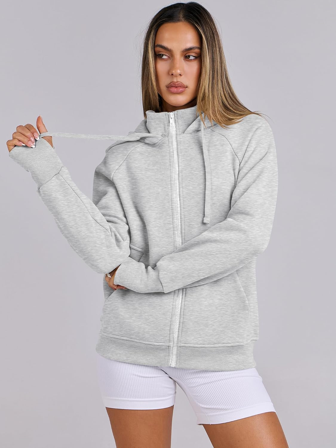 Womens Zip up Hoodies Fleece Jackets Long Sleeve Sweatshirts Pockets Casual Fall Fashion Preppy Outfits Y2K Clothes