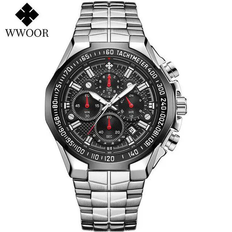 WWOOR New Watch Mens Luxury Square Big Dial Men Watch Waterproof Sports Military Chronograph Quartz Wristwatch Relogio Masculino