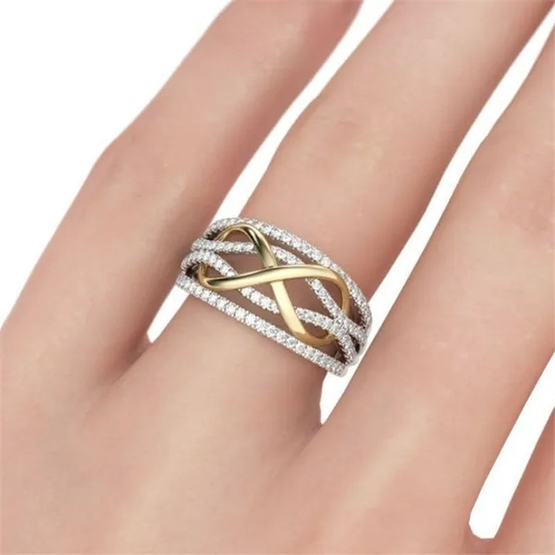 Wedding Engagement Ring Love Diamond Infinity Bowknot Rings for Women Rhinestone Jewelry
