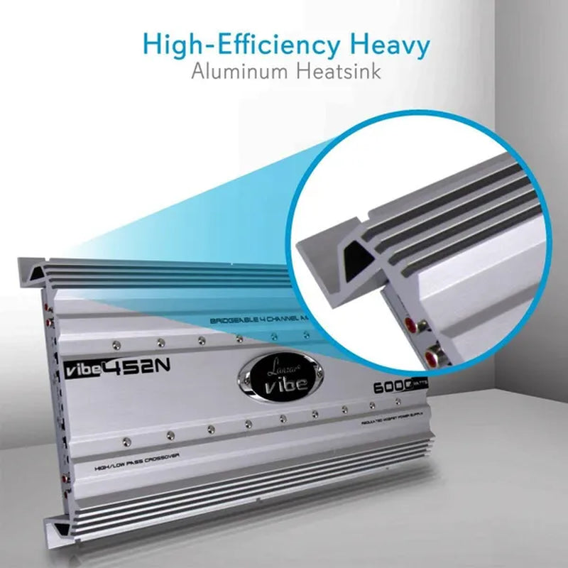 Lanzar VIBE452N Car Audio Vibe 6000 Watt 4 Channel Mosfet Amplifier Tri-Mode