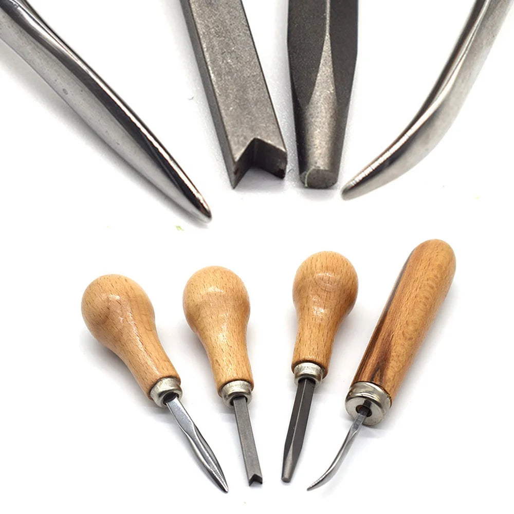 Jewelry Diamond Bezel Set Gemstone Setting Tool Pusher Hand DIY Tool with Wooden Handle