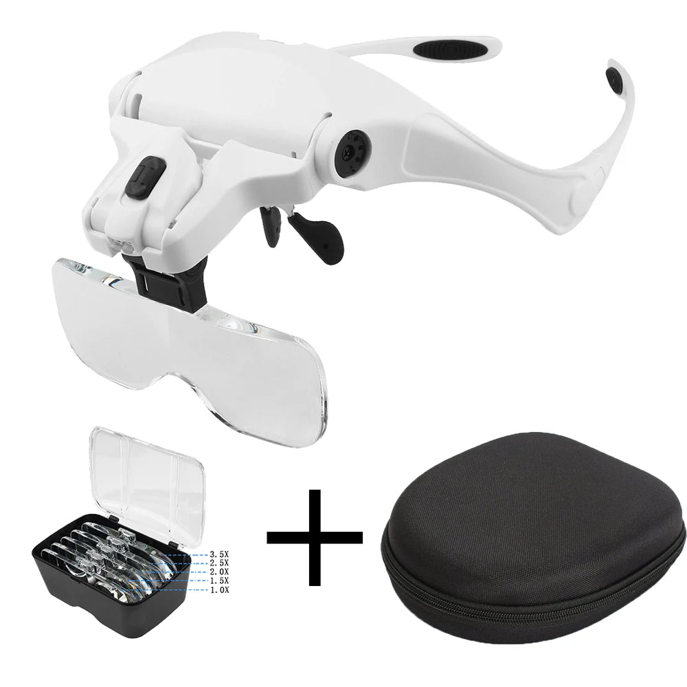 Magnifying Glasses Reading Illuminated Magnifier 1.0X 1.5X 2.0X 2.5X 3.5X 2 Lights Adjustable Head Illuminated Loupe Magnifier