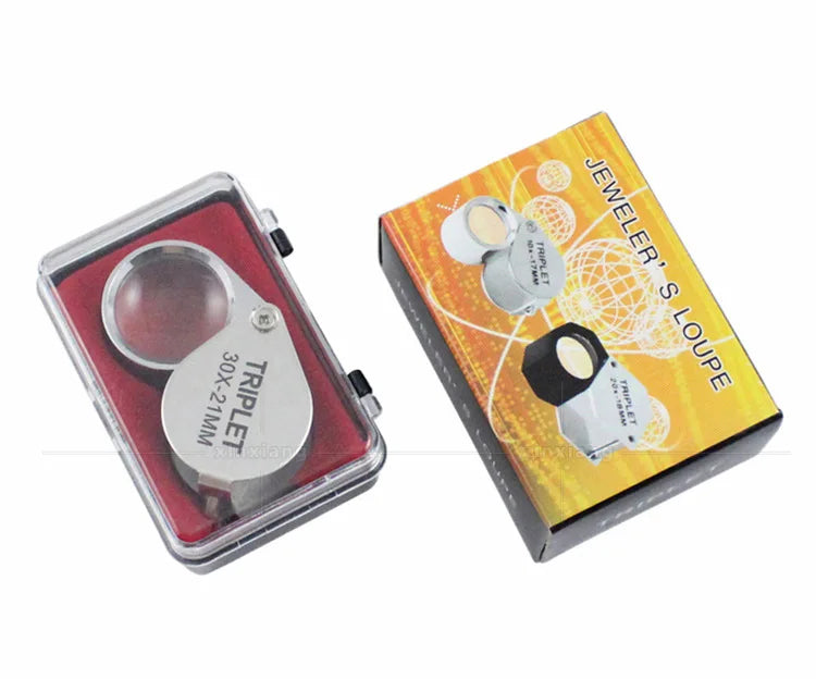 Folding Jewllery Loupe Portable Magnifying Glass Pocket Size Lovely Jewllery Magnifier Glasses 10X 20X 30X Magnification Metal