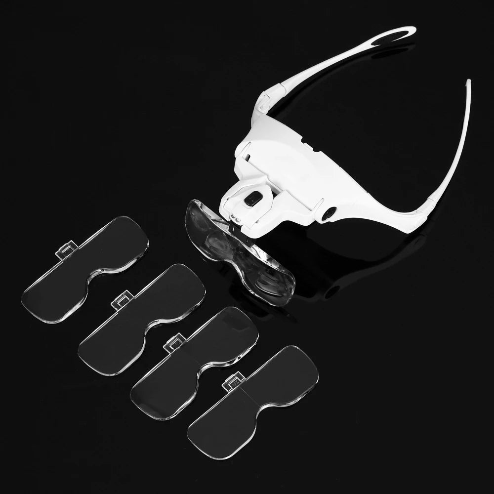 Magnifying Glasses Reading Illuminated Magnifier 1.0X 1.5X 2.0X 2.5X 3.5X 2 Lights Adjustable Head Illuminated Loupe Magnifier