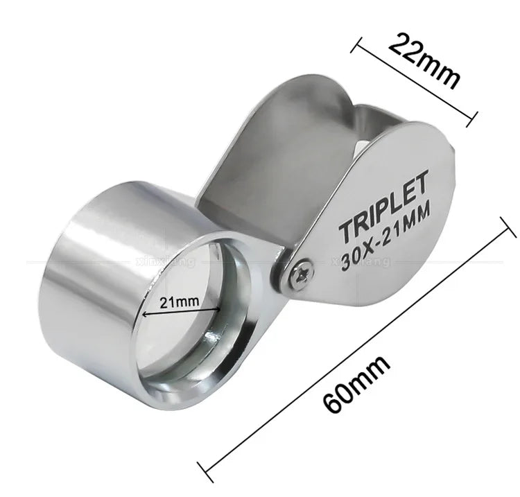 Folding Jewllery Loupe Portable Magnifying Glass Pocket Size Lovely Jewllery Magnifier Glasses 10X 20X 30X Magnification Metal