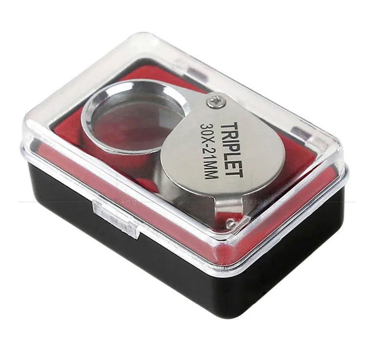 Folding Jewllery Loupe Portable Magnifying Glass Pocket Size Lovely Jewllery Magnifier Glasses 10X 20X 30X Magnification Metal