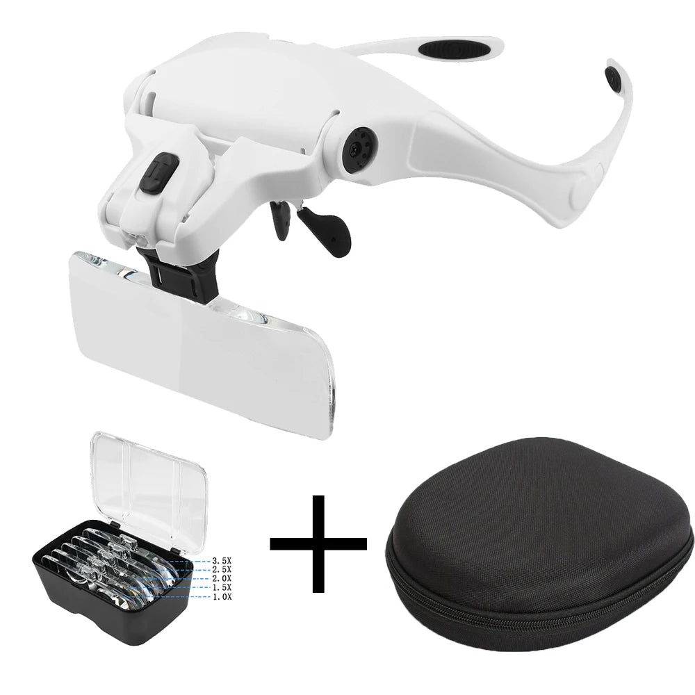 Magnifying Glasses Reading Illuminated Magnifier 1.0X 1.5X 2.0X 2.5X 3.5X 2 Lights Adjustable Head Illuminated Loupe Magnifier