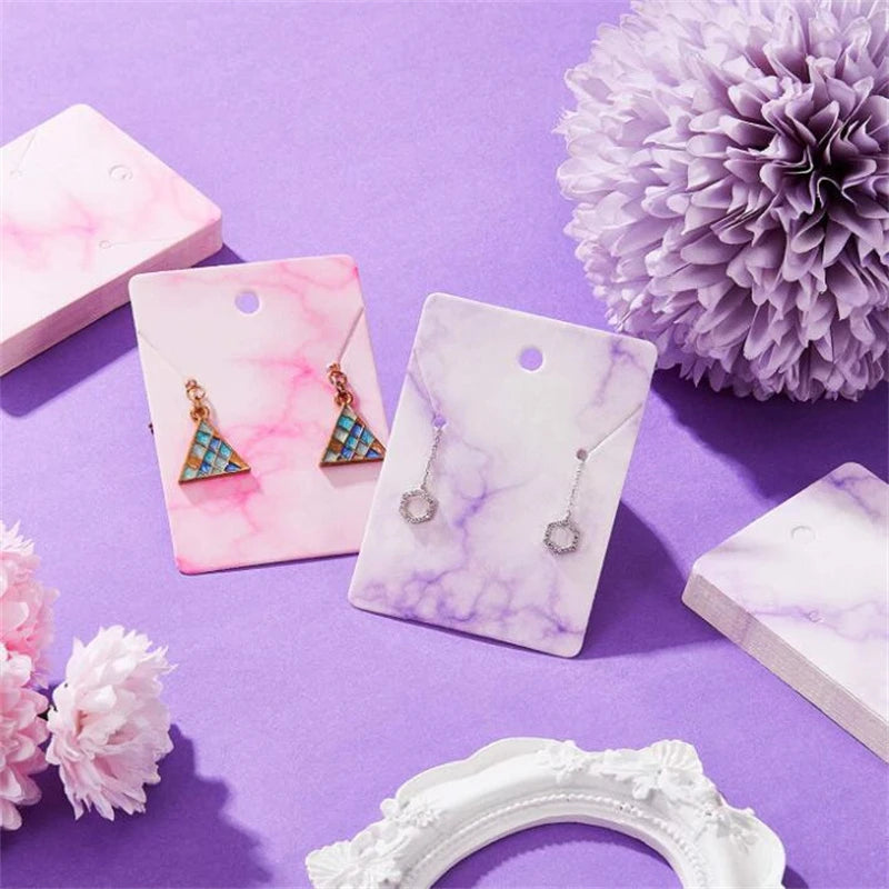 50pcs 5x7cm Marbling Earrings Display Cardboard Self Sealing Pouch For Jewelry Packaging Card Storage Organizer Small Businesses