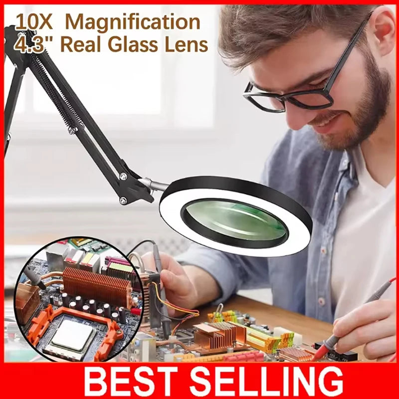10X Magnification USB 3-Color 64 LED Light Magnifier for Soldering Iron Repair Desk Lamp Skin Care & Beauty Tools