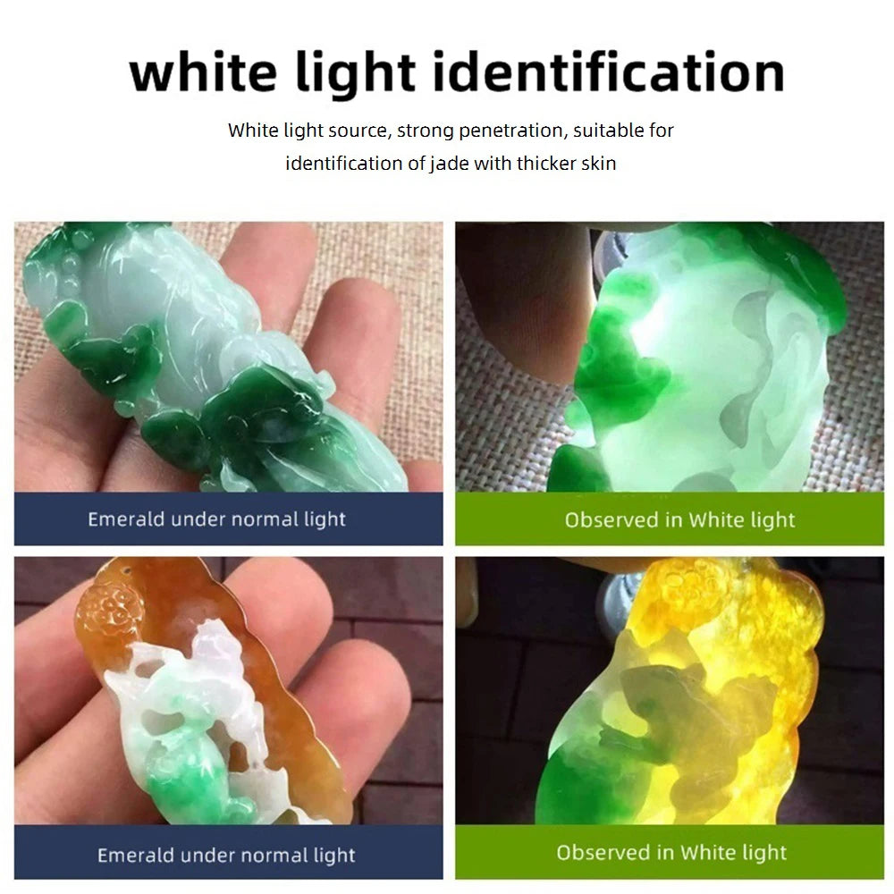 4-In-1 Jade Detector Light UV 365nm Rechargeable Emerald Jewelry Gems Amber Identification Flashlight Ultraviolet LED Torch Lamp