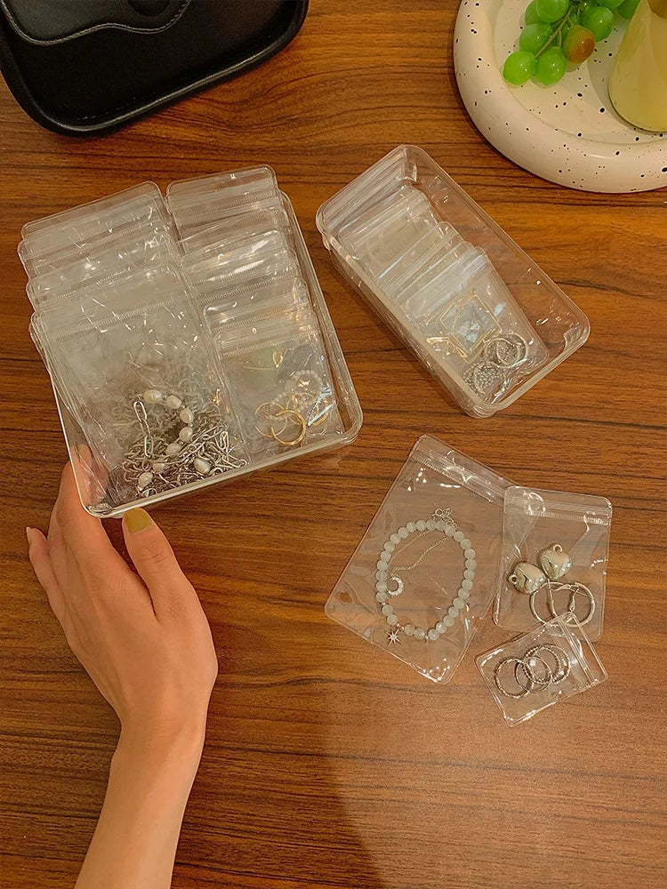 Anti-oxidation Jewelry Storage Bag Desktop Drawer Organizer Transparent Necklace Bracelet Ring Holder Pouch Earring Display Case