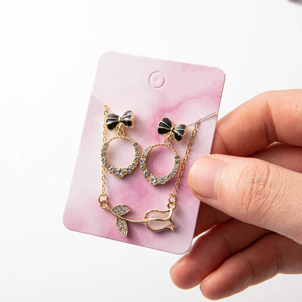 50pcs 5x7cm Marbling Earrings Display Cardboard Self Sealing Pouch For Jewelry Packaging Card Storage Organizer Small Businesses