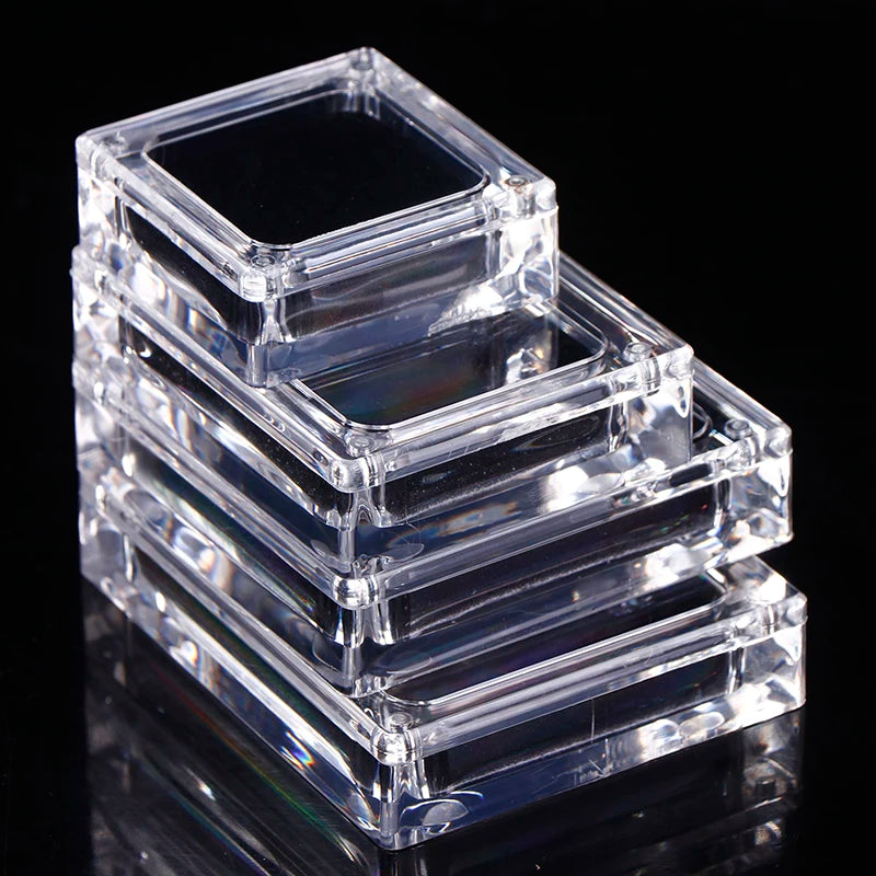 1pcs Acrylic Glass Top Gem Box Gemstone Diamond Display Stand Holder Storage Organizer Case