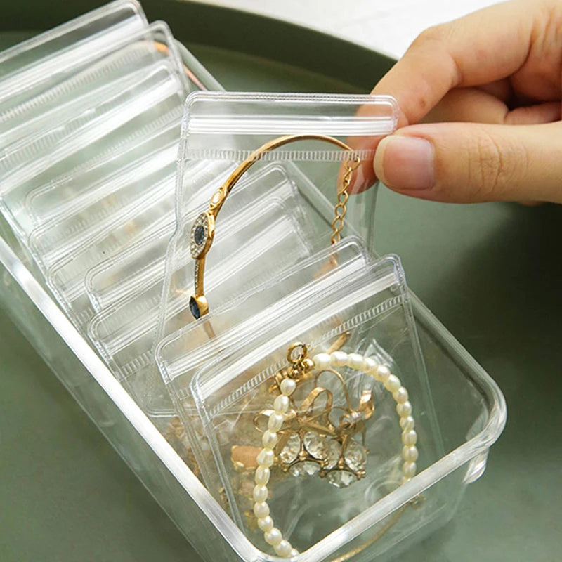 Anti-oxidation Jewelry Storage Bag Desktop Drawer Organizer Transparent Necklace Bracelet Ring Holder Pouch Earring Display Case