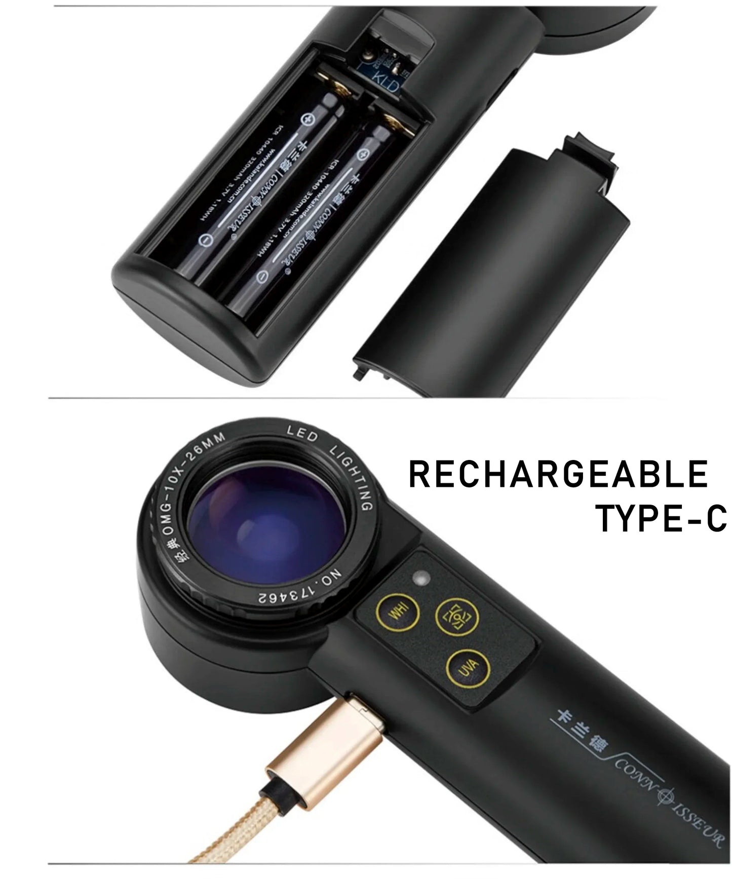 OMS 10X 20X Shadowless LED Handheld Magnifier Achromatic Loupe Antique Diamond Gemstone Jewelry Watch Identification Instruments