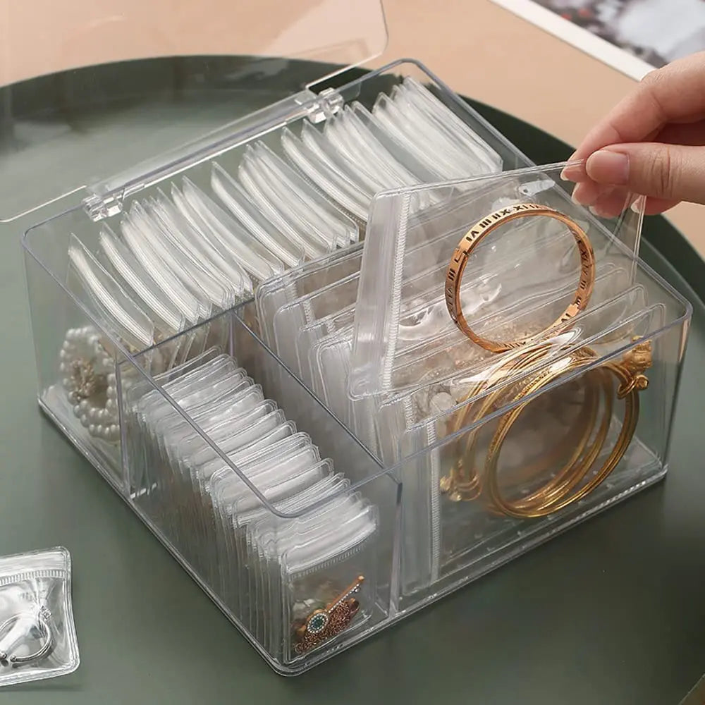 Anti-oxidation Jewelry Storage Bag Desktop Drawer Organizer Transparent Necklace Bracelet Ring Holder Pouch Earring Display Case