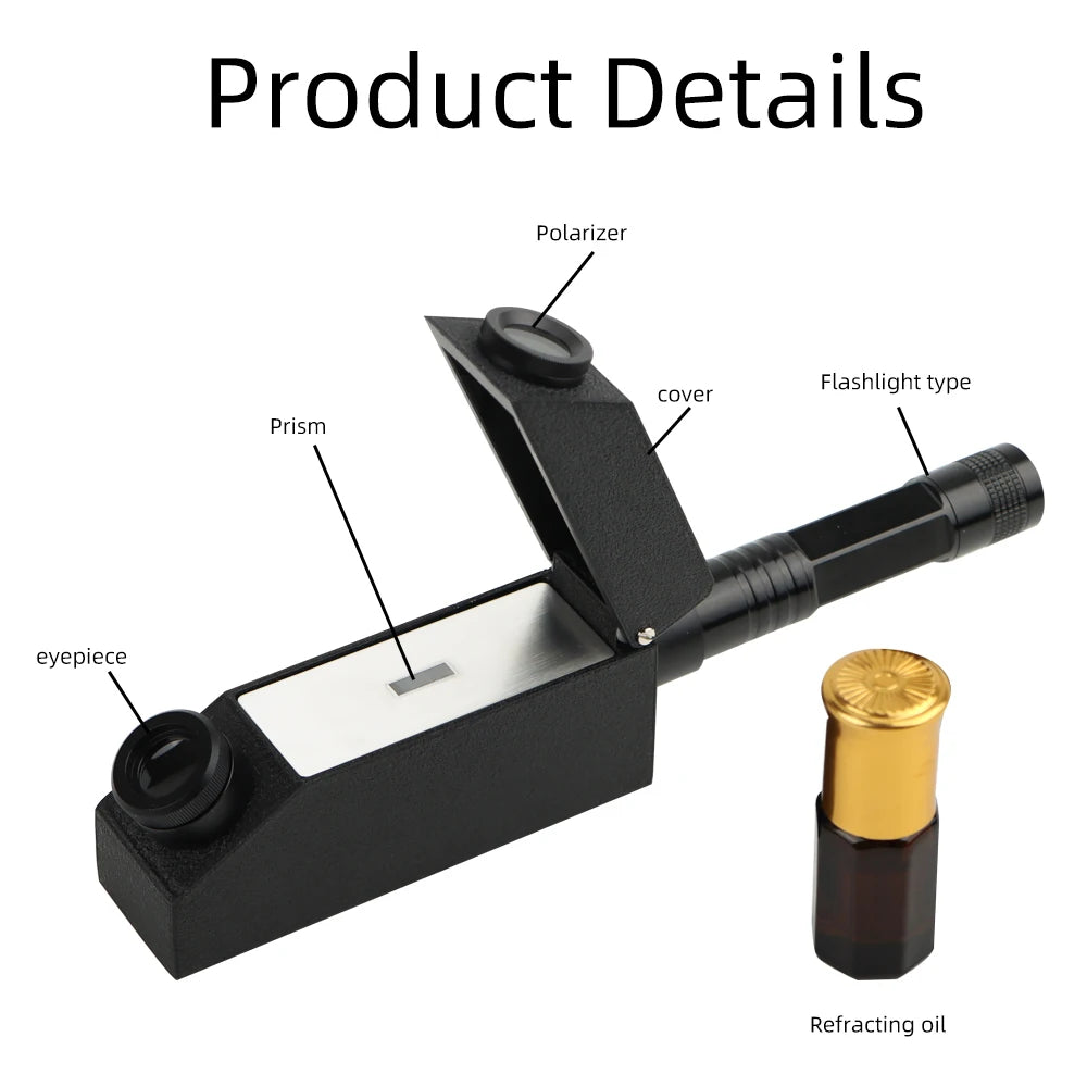 1.30-1.81 Gem Refractometer with LED Flashlight Jewelry Gemstone Refractometer High Precision Zircon Gemstone Detector