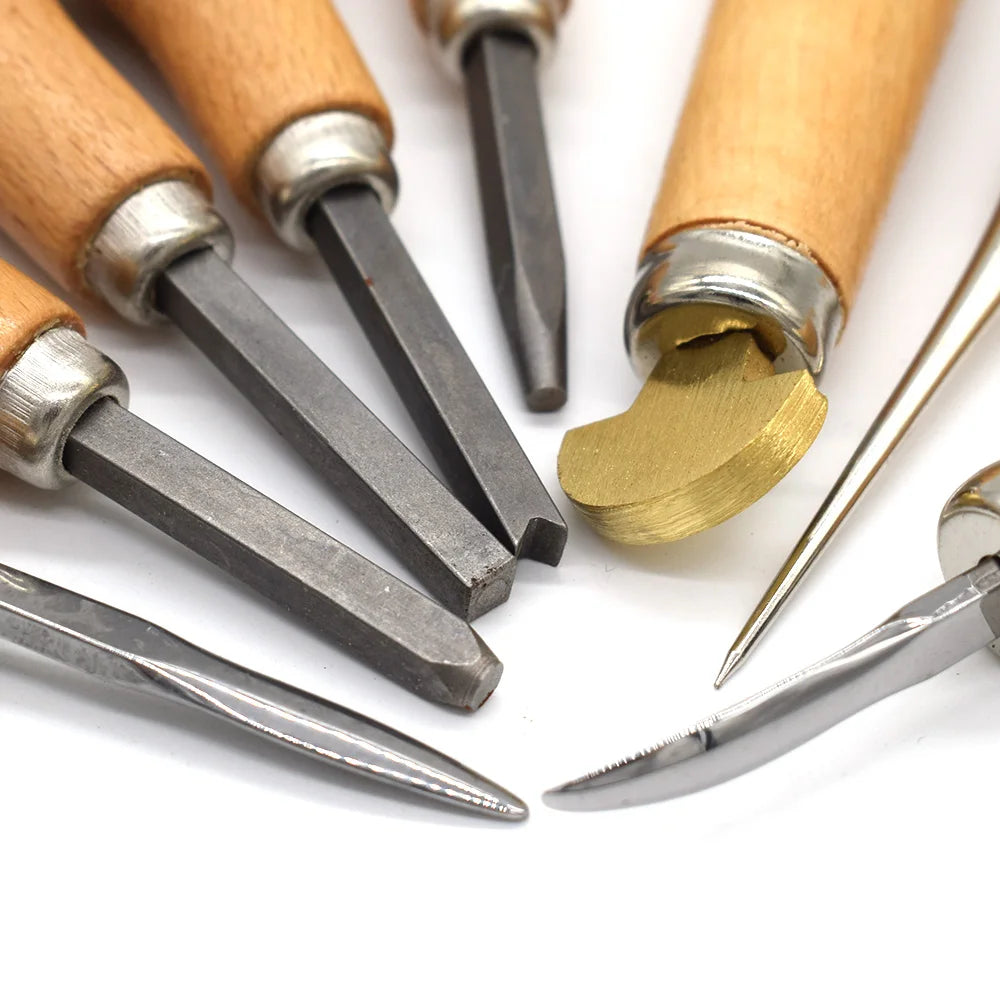 Jewelry Diamond Bezel Set Gemstone Setting Tool Pusher Hand DIY Tool with Wooden Handle