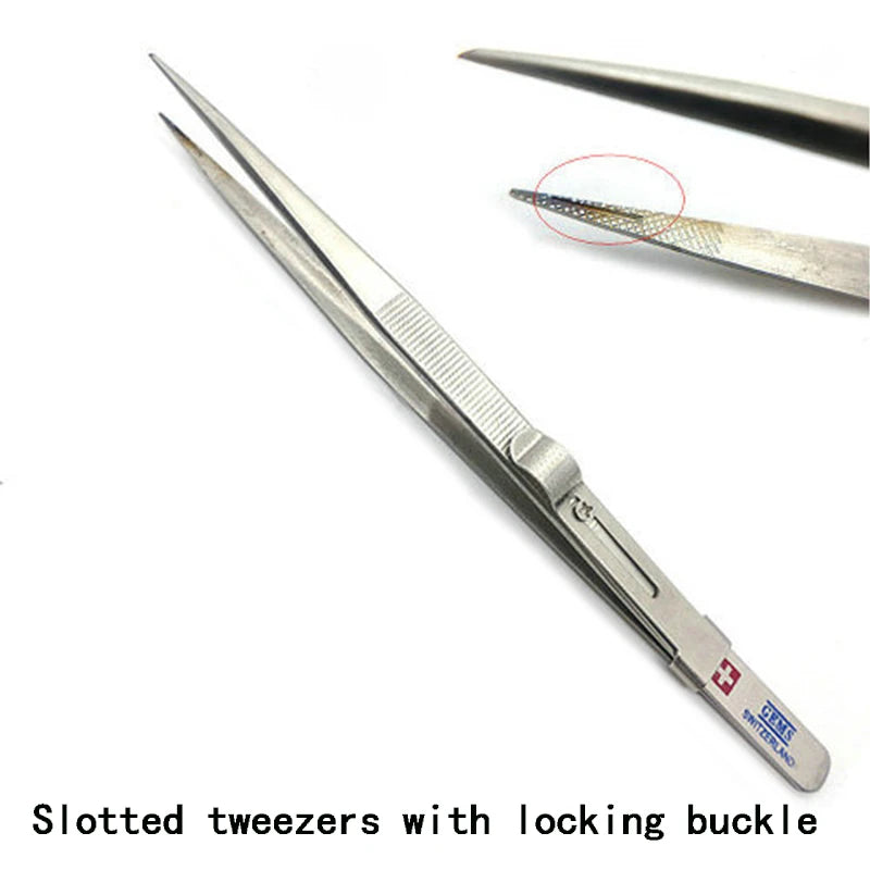 Extra Long Stainless Steel Diamond Curved Tip Tweezers for Stone Gems Rhinestones Acrylic Picking Tool & Making Jewelry Craft