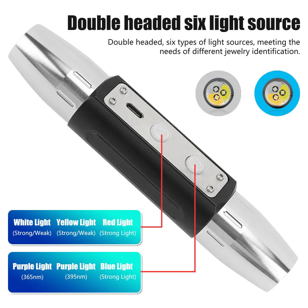 2025 new Jade Identification Torch White/Yellow/Red/Blue/365nm/395nm UV Flashlight Ultraviolet Gems Jewelry Amber Detector