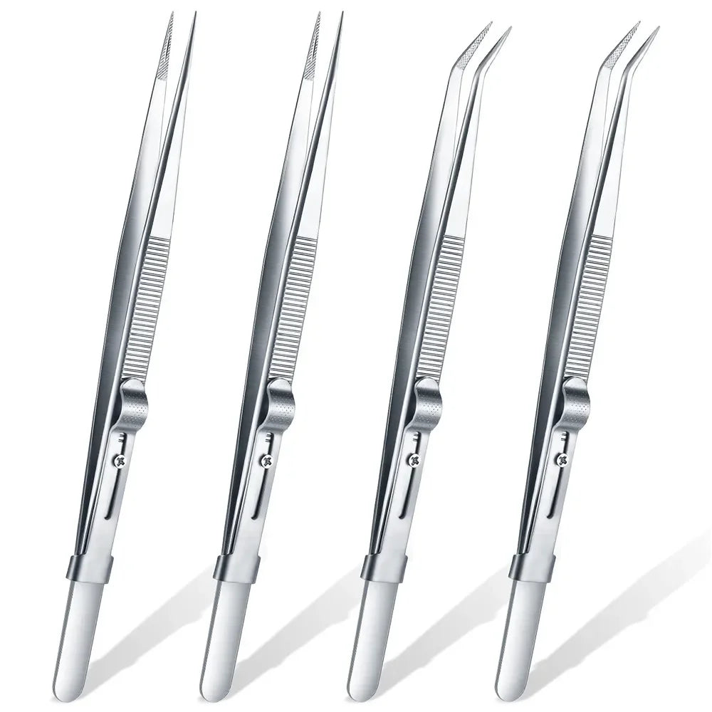 Sandblasted Jewelry Tweezers 16CM Slotted BuckleHigh PrecisionStainless Steel forDIY Diamond Gem Setting Ideal Gift for Jewelers