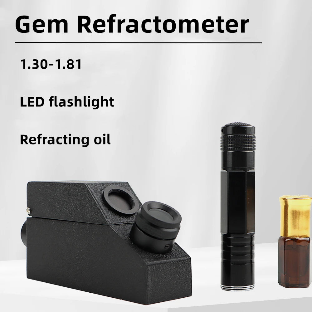 1.30-1.81 Gem Refractometer with LED Flashlight Jewelry Gemstone Refractometer High Precision Zircon Gemstone Detector