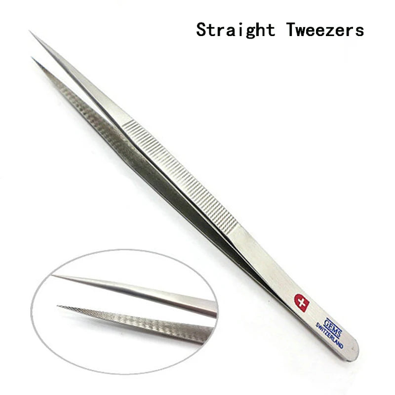 Extra Long Stainless Steel Diamond Curved Tip Tweezers for Stone Gems Rhinestones Acrylic Picking Tool & Making Jewelry Craft