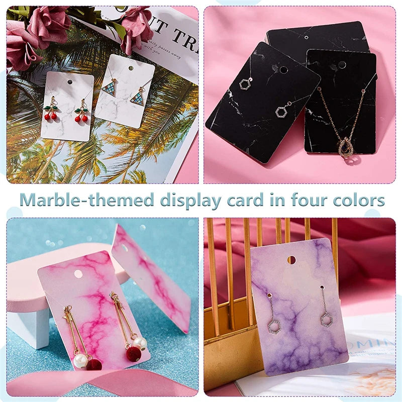50pcs 5x7cm Marbling Earrings Display Cardboard Self Sealing Pouch For Jewelry Packaging Card Storage Organizer Small Businesses