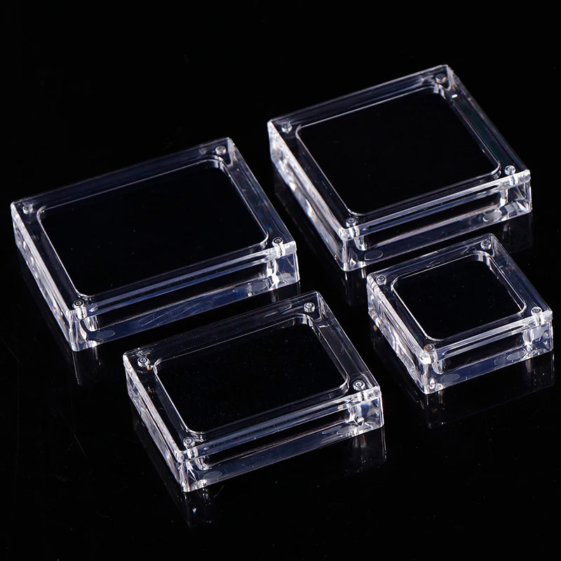 1pcs Acrylic Glass Top Gem Box Gemstone Diamond Display Stand Holder Storage Organizer Case