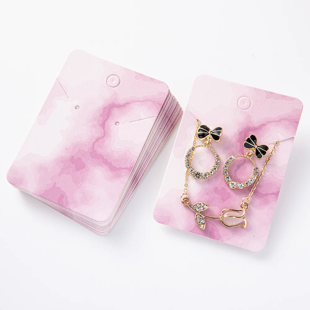 50pcs 5x7cm Marbling Earrings Display Cardboard Self Sealing Pouch For Jewelry Packaging Card Storage Organizer Small Businesses