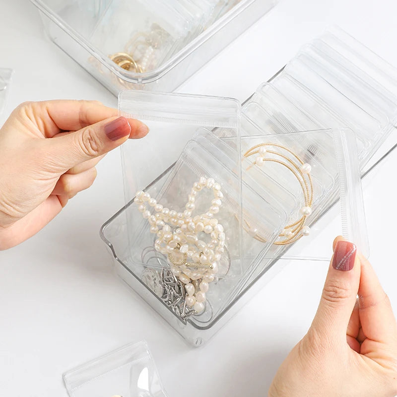 Anti-oxidation Jewelry Storage Bag Desktop Drawer Organizer Transparent Necklace Bracelet Ring Holder Pouch Earring Display Case
