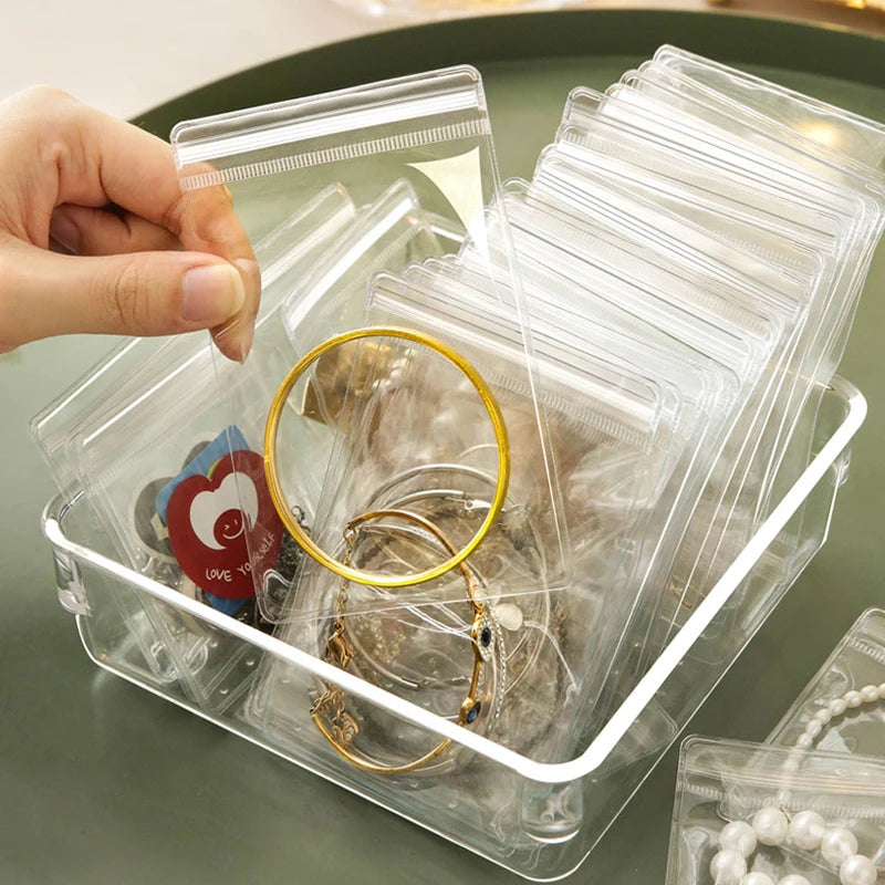 Anti-oxidation Jewelry Storage Bag Desktop Drawer Organizer Transparent Necklace Bracelet Ring Holder Pouch Earring Display Case