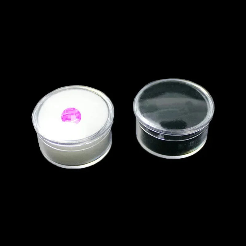 12Pcs/lot Round Bare Diamond Box Diamond Gemstone Bead Storage Box Jewelry Sample Clear Display Container Gem Packaging Case