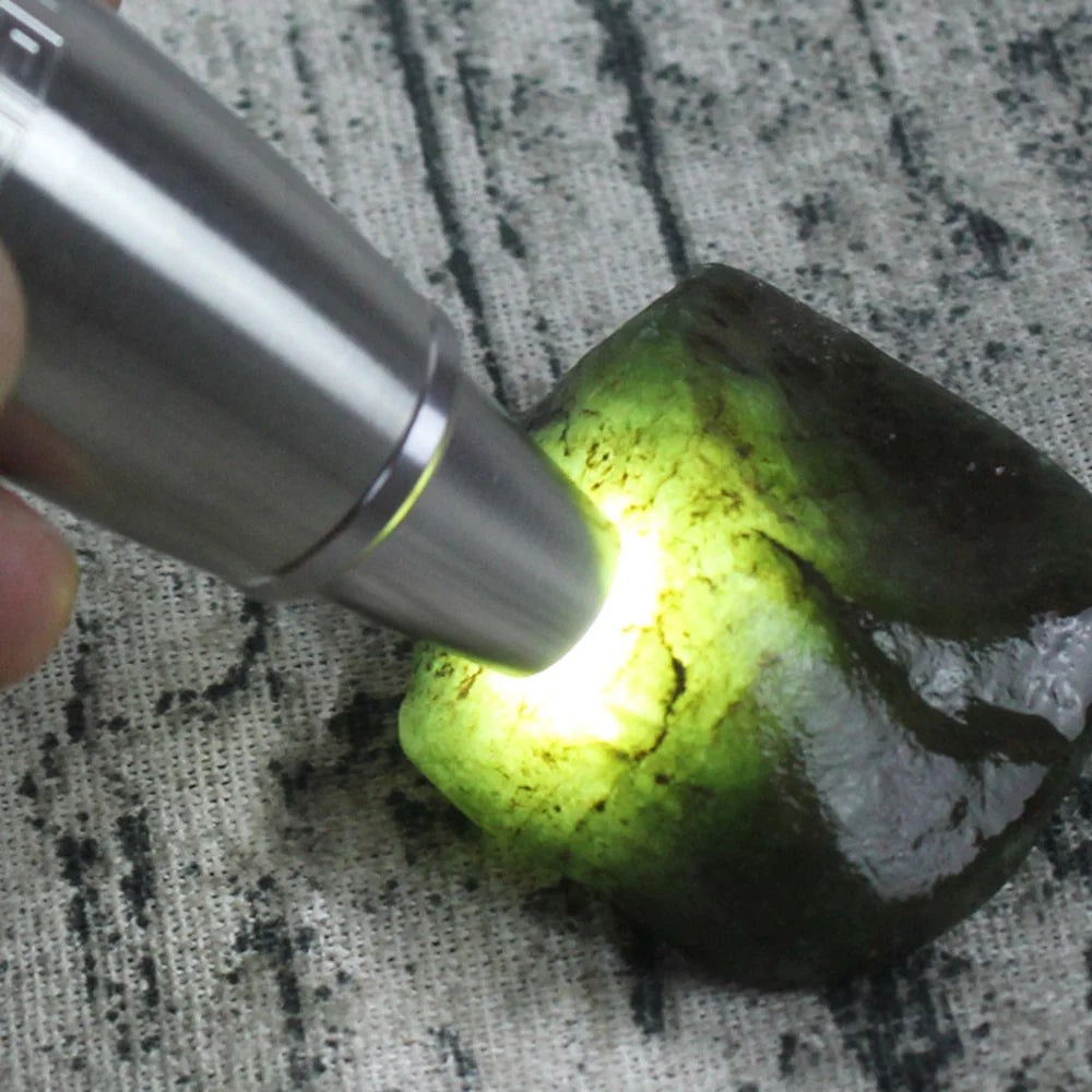 Rechargeable Jade Identification Flashlight 365/395NM LED Torch 3 Light Source Lamp Jewelry Gems Detector UV Light Flashlight