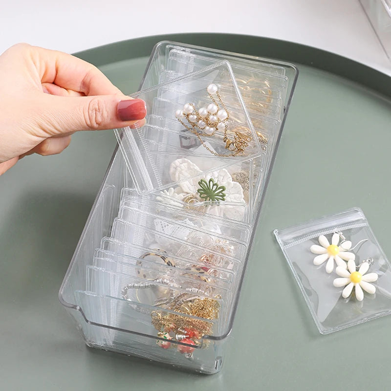 Anti-oxidation Jewelry Storage Bag Desktop Drawer Organizer Transparent Necklace Bracelet Ring Holder Pouch Earring Display Case